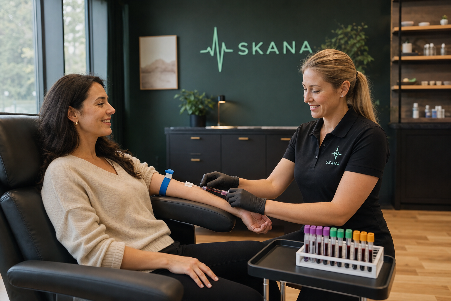 Skana phlebotomist taking a blood sample