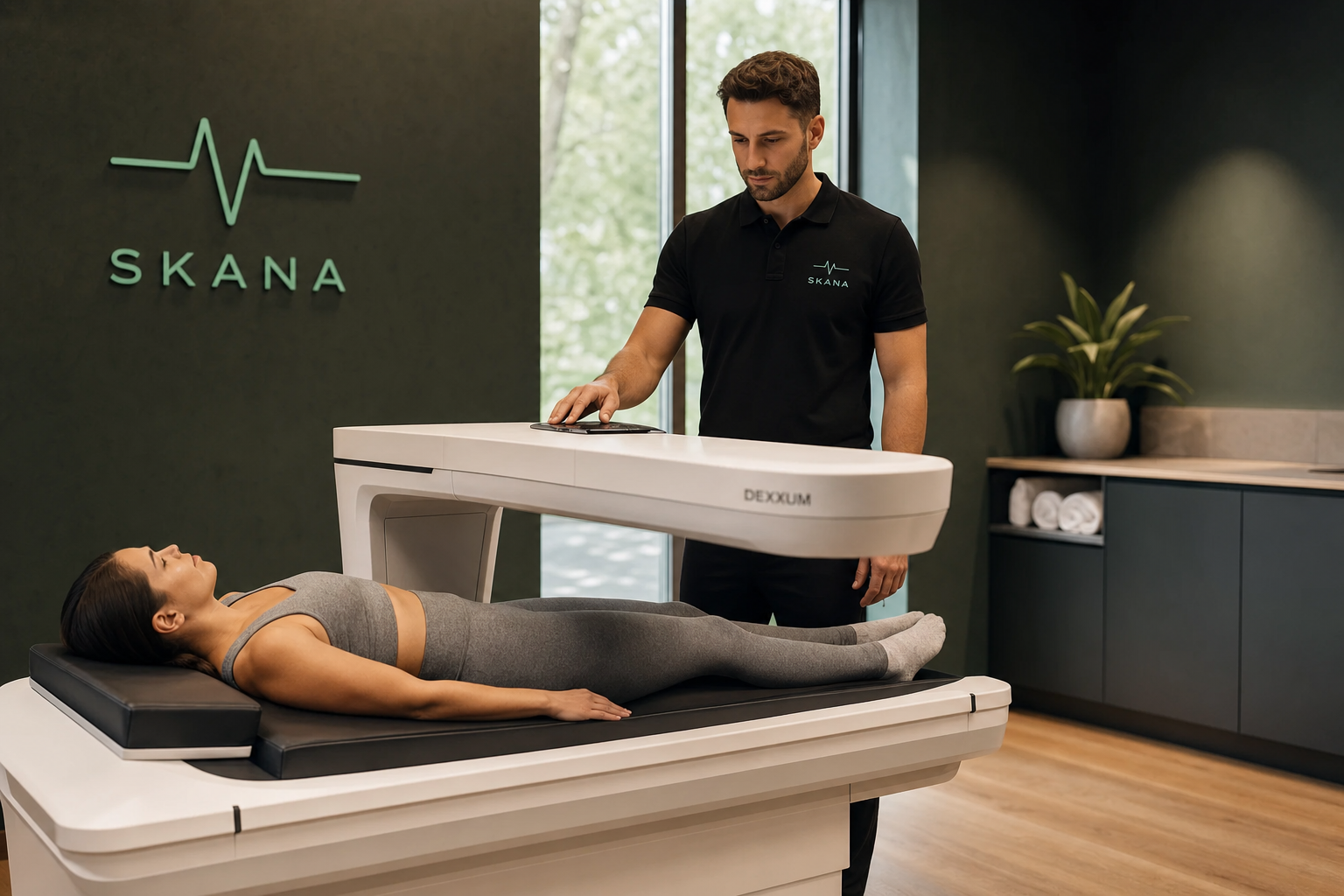 Skana clinician running a DEXA body scan