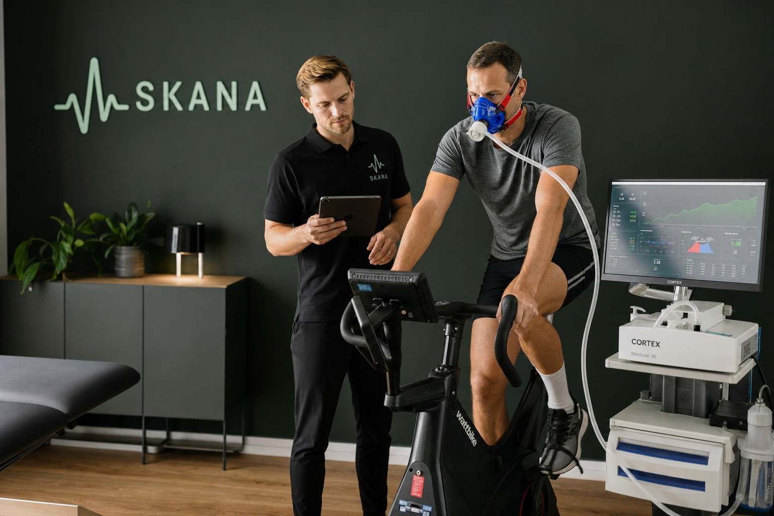 Skana physiologist running a VO2 max test